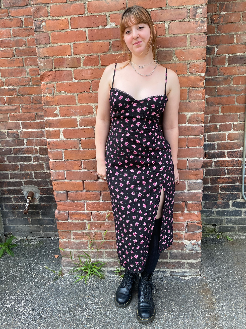 Retro Rayon Floral Lace Back Dress