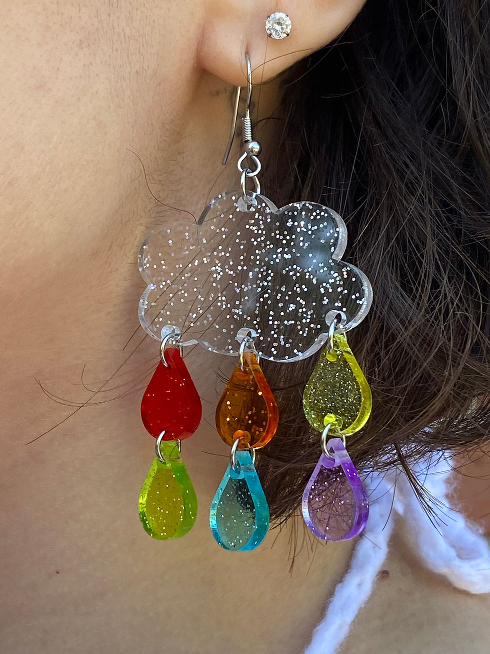 Rainbow Rain Cloud Earrings