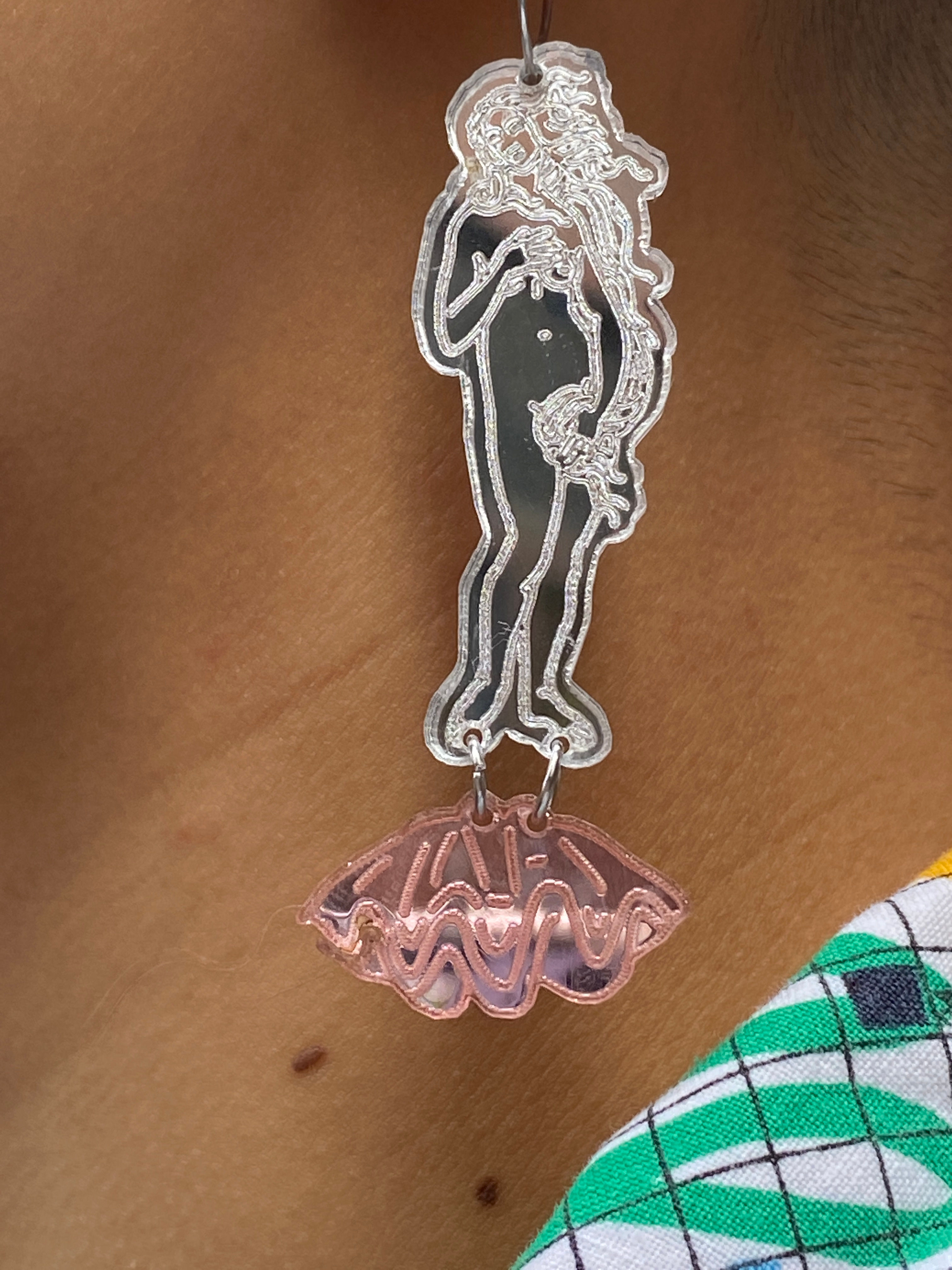 Birth of Venus Mirrored Acrylic Hoop Earrings