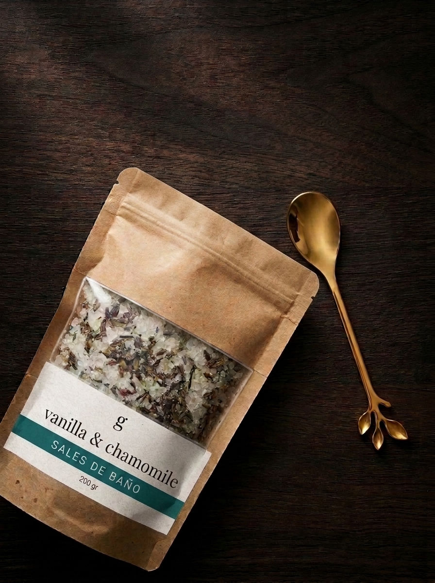 Miniatura: Sales de baño (Vanilla & Chamomile) + cuchara