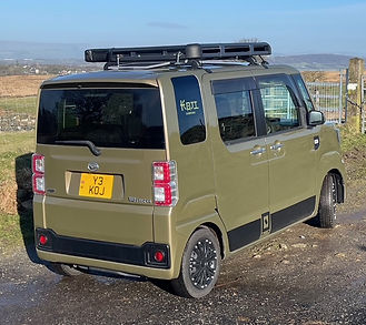 rear view of vehicle with doors closed