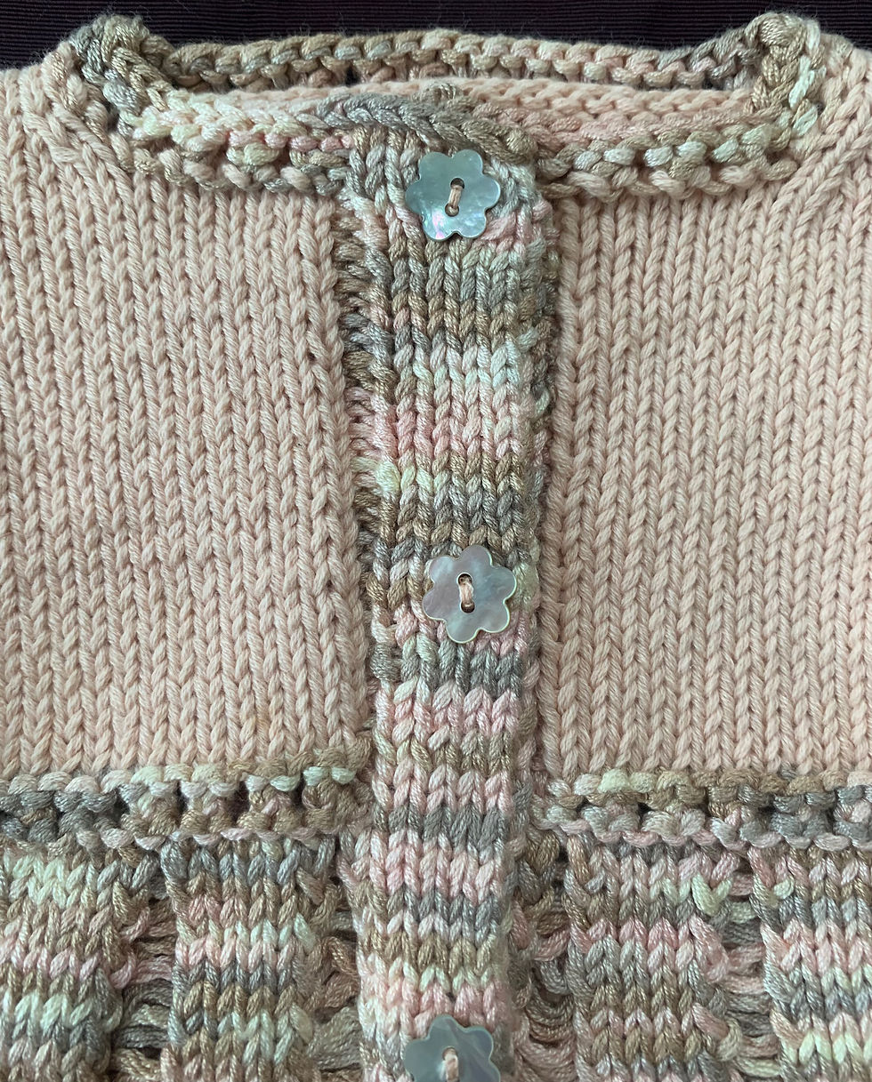 Thumbnail: shell pink and ribbon cardigan sz 18-24 mo.s