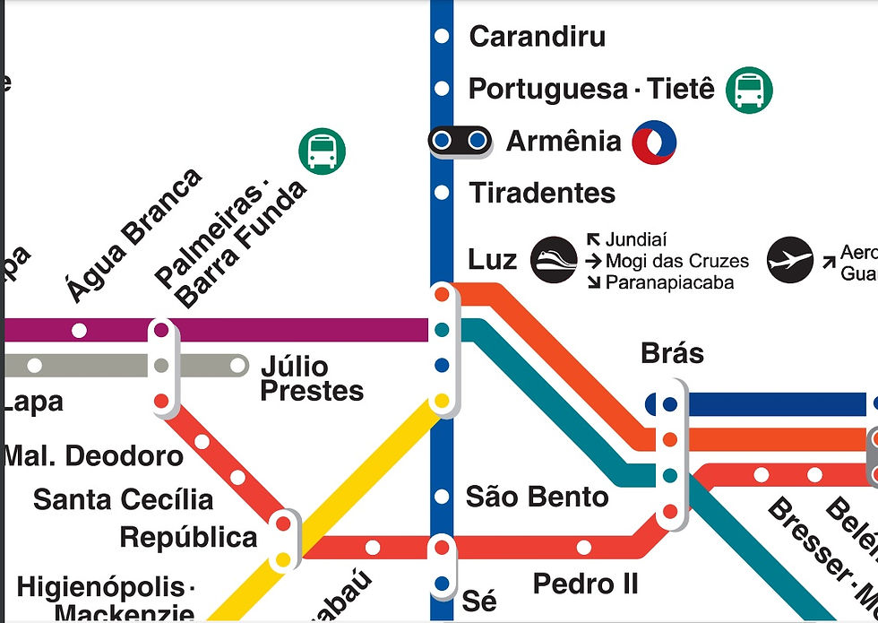 Mapa do metro de São Paulo, focado na estação da Luz