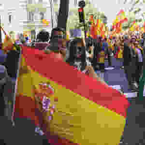 Yolanda durante Manifestação para continuidade da Espanha unificada.