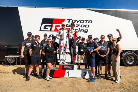 Jack Szewczuk on the podium at the NTI Townsville 500, GR Cup Round 2