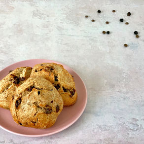 Purpurhvedeboller med solbær og chokolade