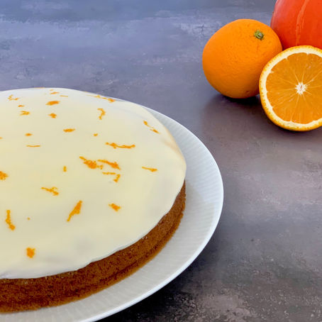 Græskarkage med appelsinglasur