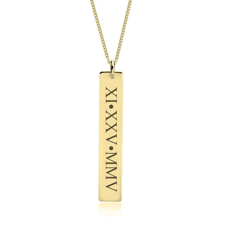 roman numeral necklace gold