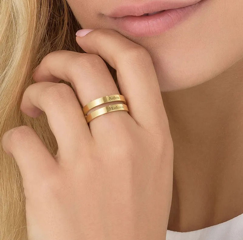 Thumbnail: double name ring sterling silver
