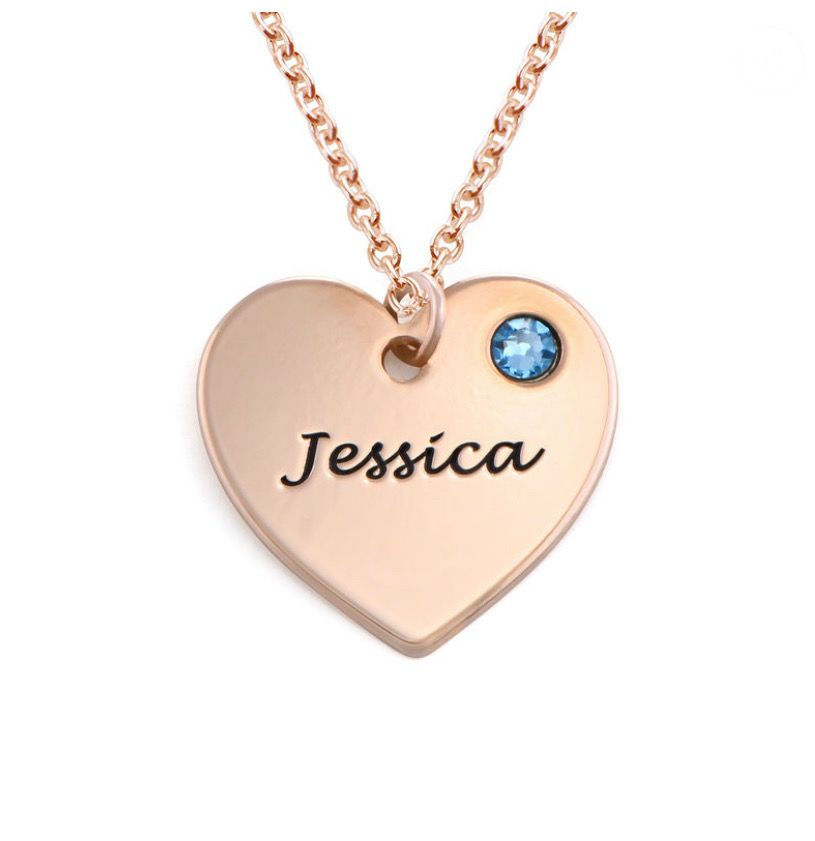 Thumbnail: Personalized Heart Necklace With Engraved Name