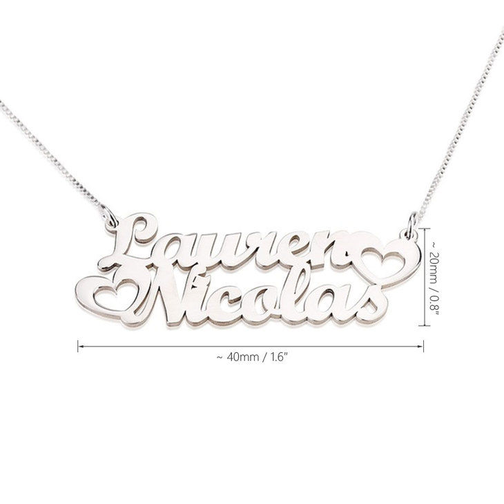 Thumbnail: Two Names and heart Necklace