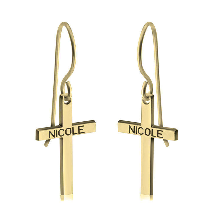 Alqismat Cross Name Earrings