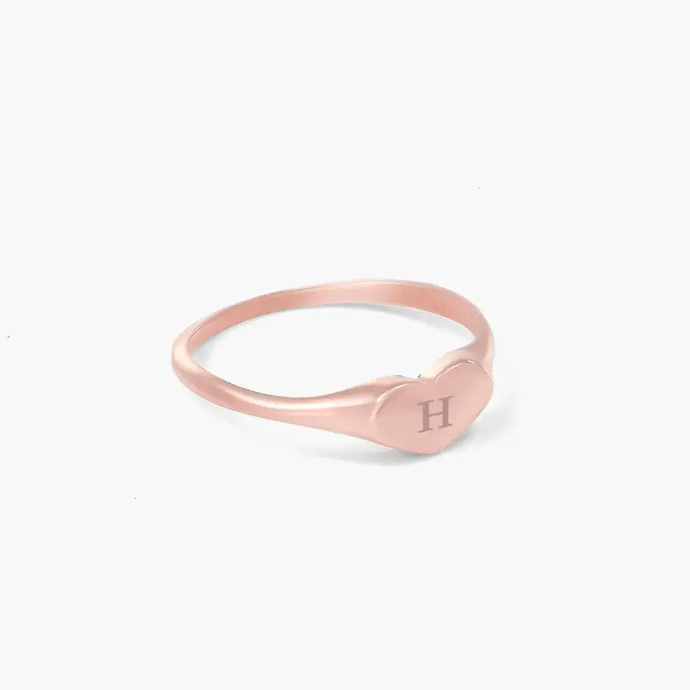 Thumbnail: heart signet ring with engraved initial