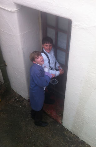 Hiding from the downpour!
