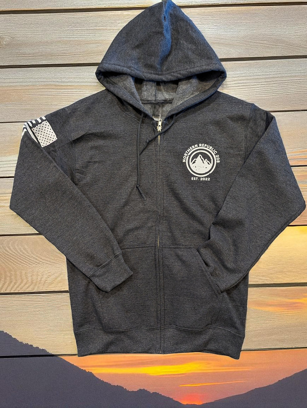 Thumbnail: Grey zip up hoodie