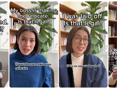 YouTube thumbnails of Rika Sawatsky in this week's videos regarding constructive dismissal.