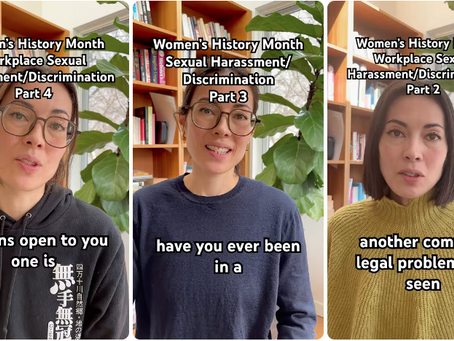 YouTube thumbnails of Rika Sawatsky's videos on sexual harassment at work