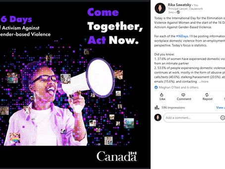 screenshot of LinkedIn series on workplace domestic violence