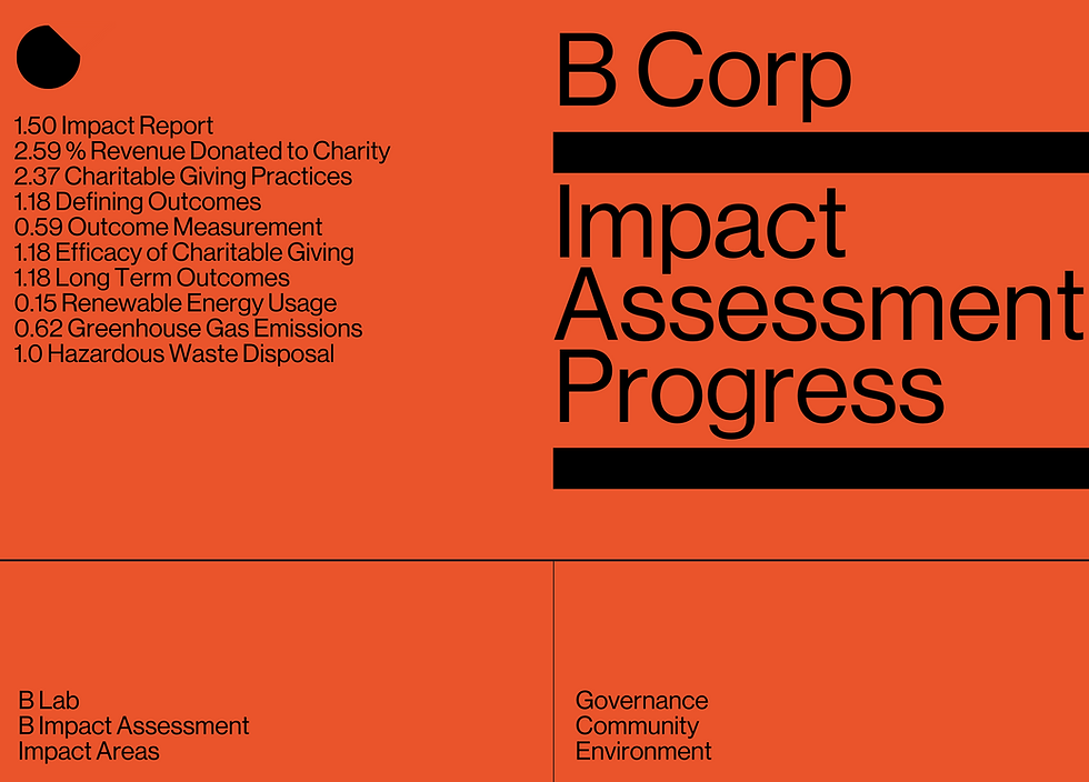Decorative text showing points attributed to various B Impact Assessment criteria, as discussed in the post.