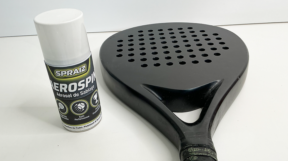 Miniature : Aerospin : aérosol de sablage pour raquettes de Padel