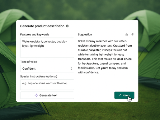 Shopify Magic AI product description