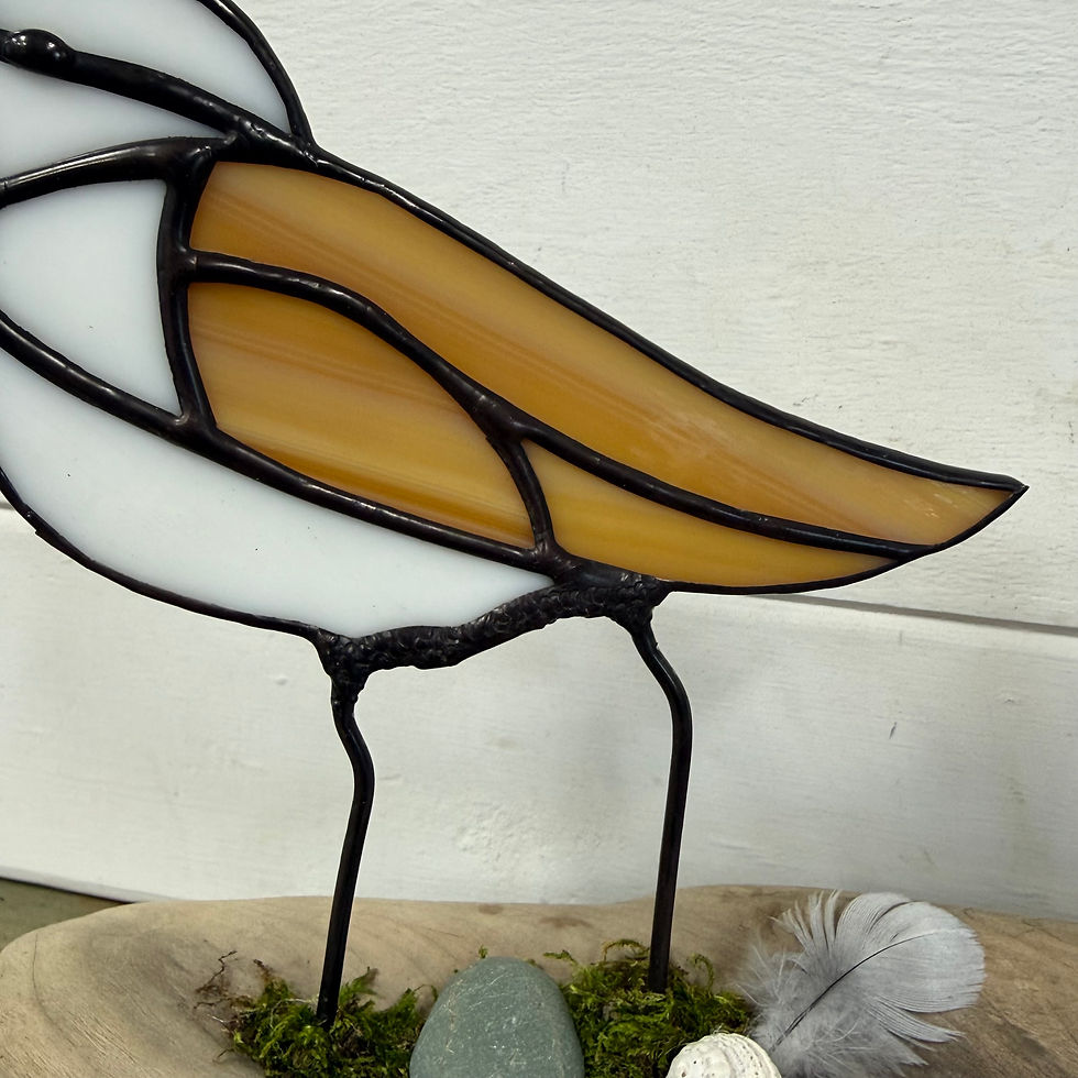 Thumbnail: Stained Glass Sandpipers Sculpture on Driftwood