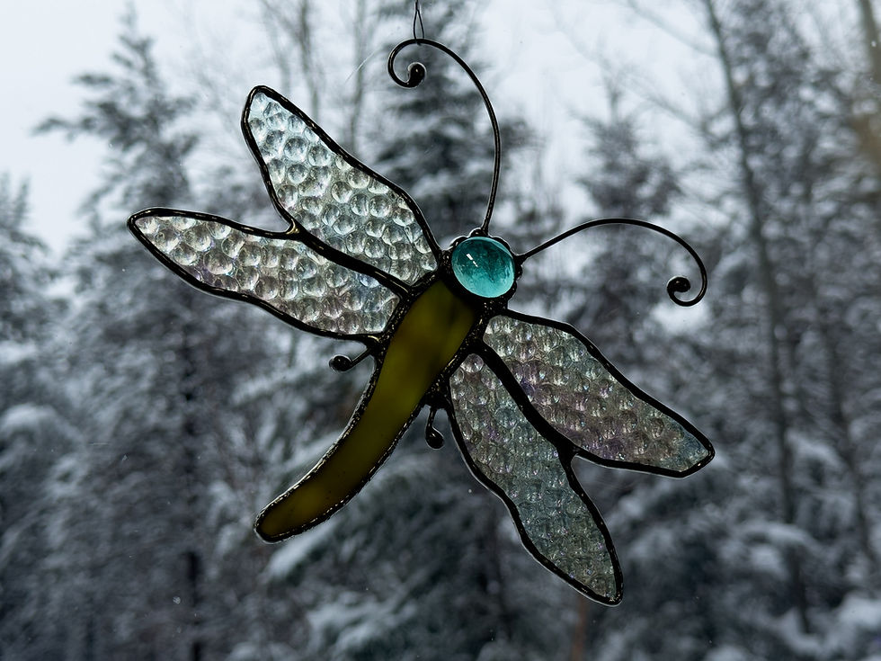 Thumbnail: Stained Glass Set of 2 Dragonfly Suncatchers - Colorful Window Hanging