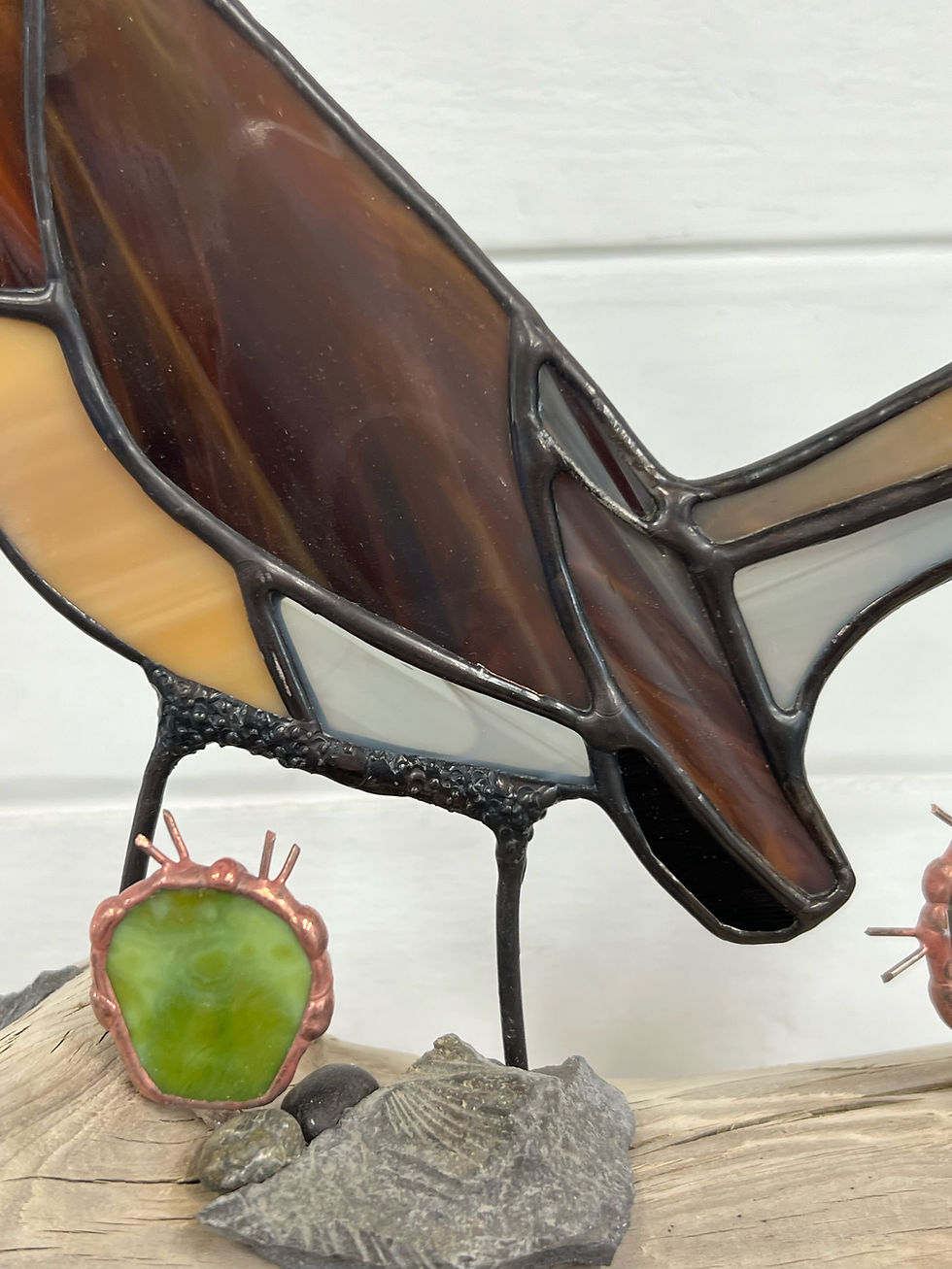 Thumbnail: Roadrunner on Driftwood - Stained Glass - original & unique