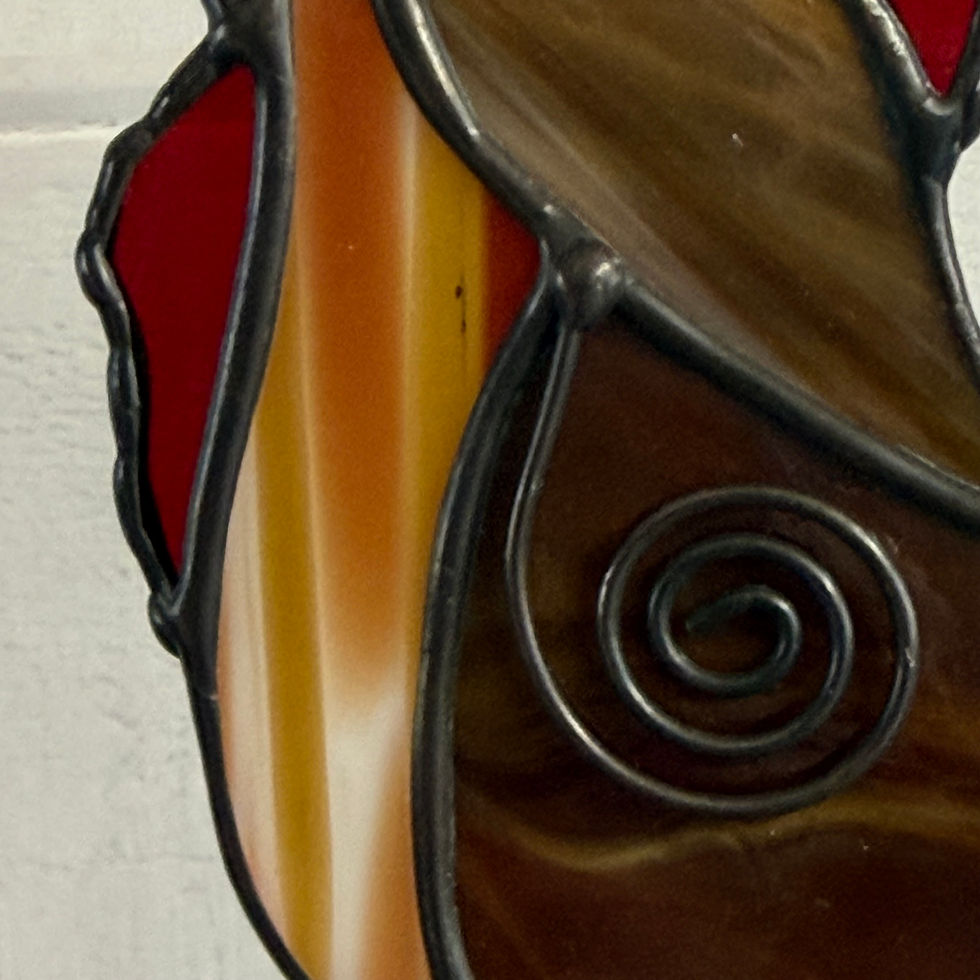 Thumbnail: Stained Glass Rooster Sculpture on Driftwood