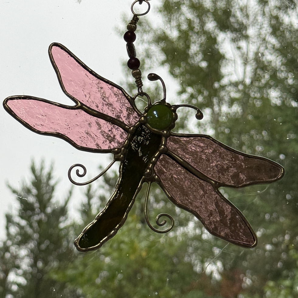 Thumbnail: Stained Glass Set of 2 Dragonfly Suncatchers