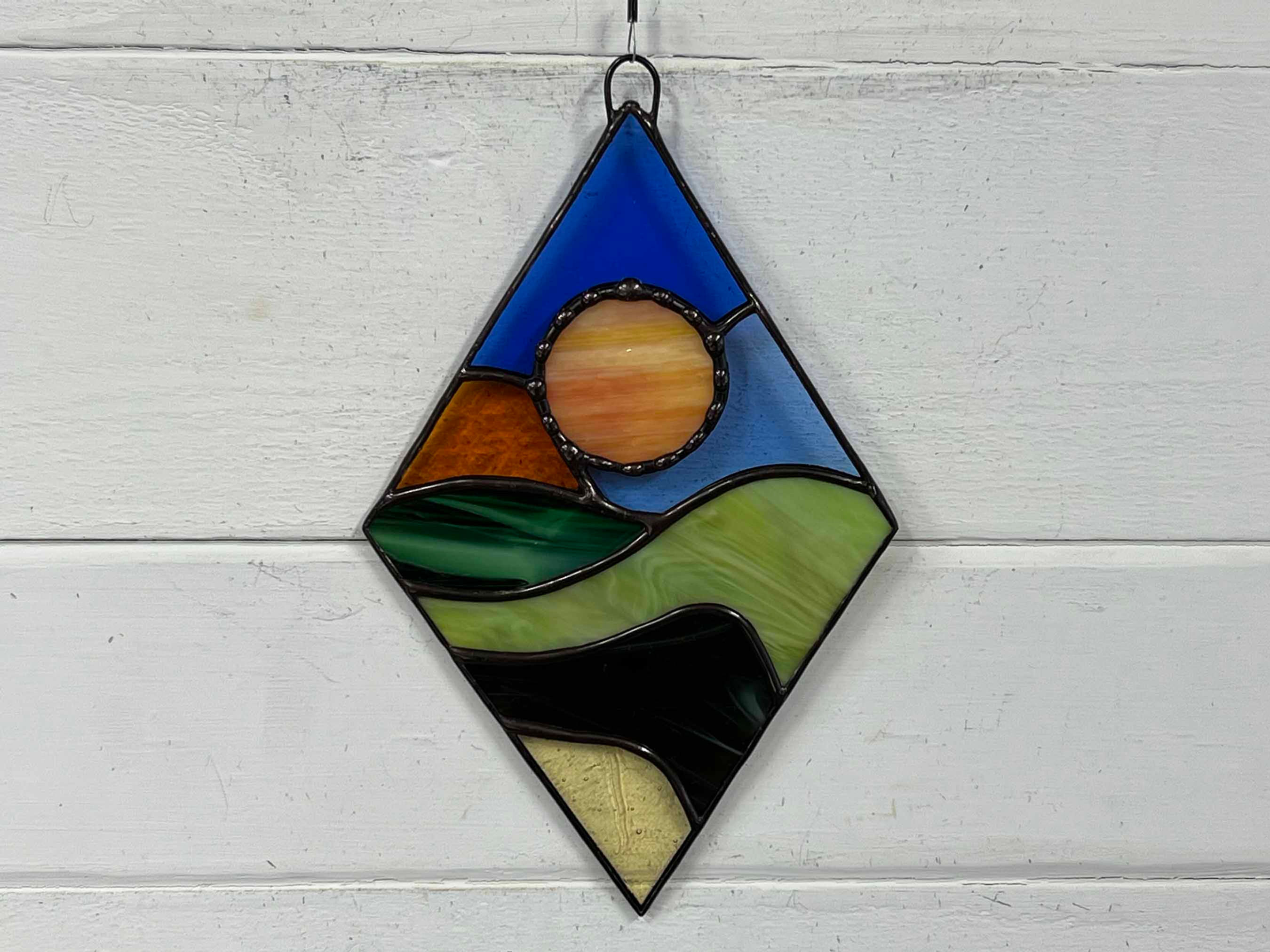Stained Glass Diamond Landscape Suncatcher