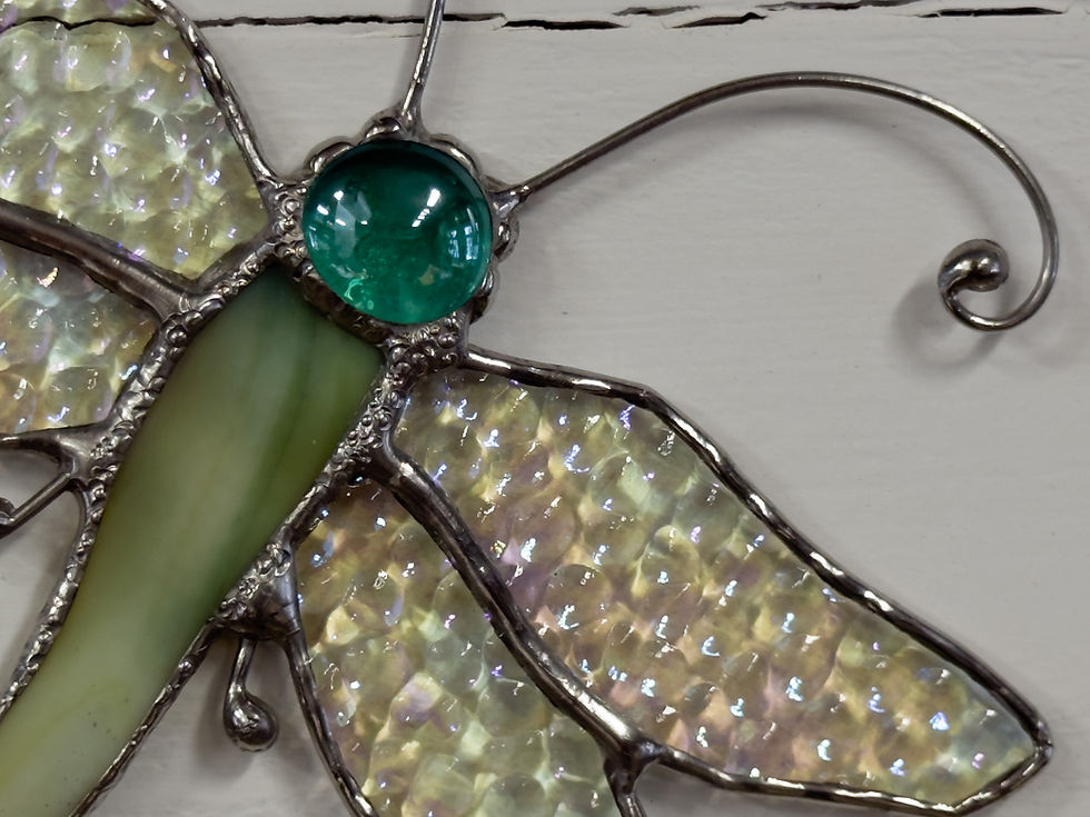 Thumbnail: Stained Glass Set of 2 Dragonfly Suncatchers - Colorful Window Hanging