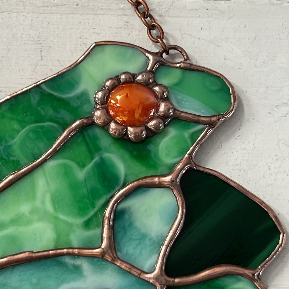Thumbnail: STAINED GLASS FROG ON LILY PAD SUNCATCHER