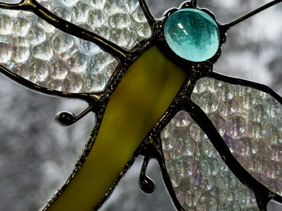 Thumbnail: Stained Glass Set of 2 Dragonfly Suncatchers - Colorful Window Hanging