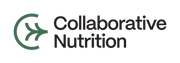 The words "Collaborative Nutrition" in black with a green half circle icon with a double set of leaves.