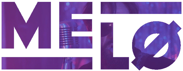 This image depicts an animated logo of the artist Melo singing in his music video, logo is cut out from the video spelling out the artists name.