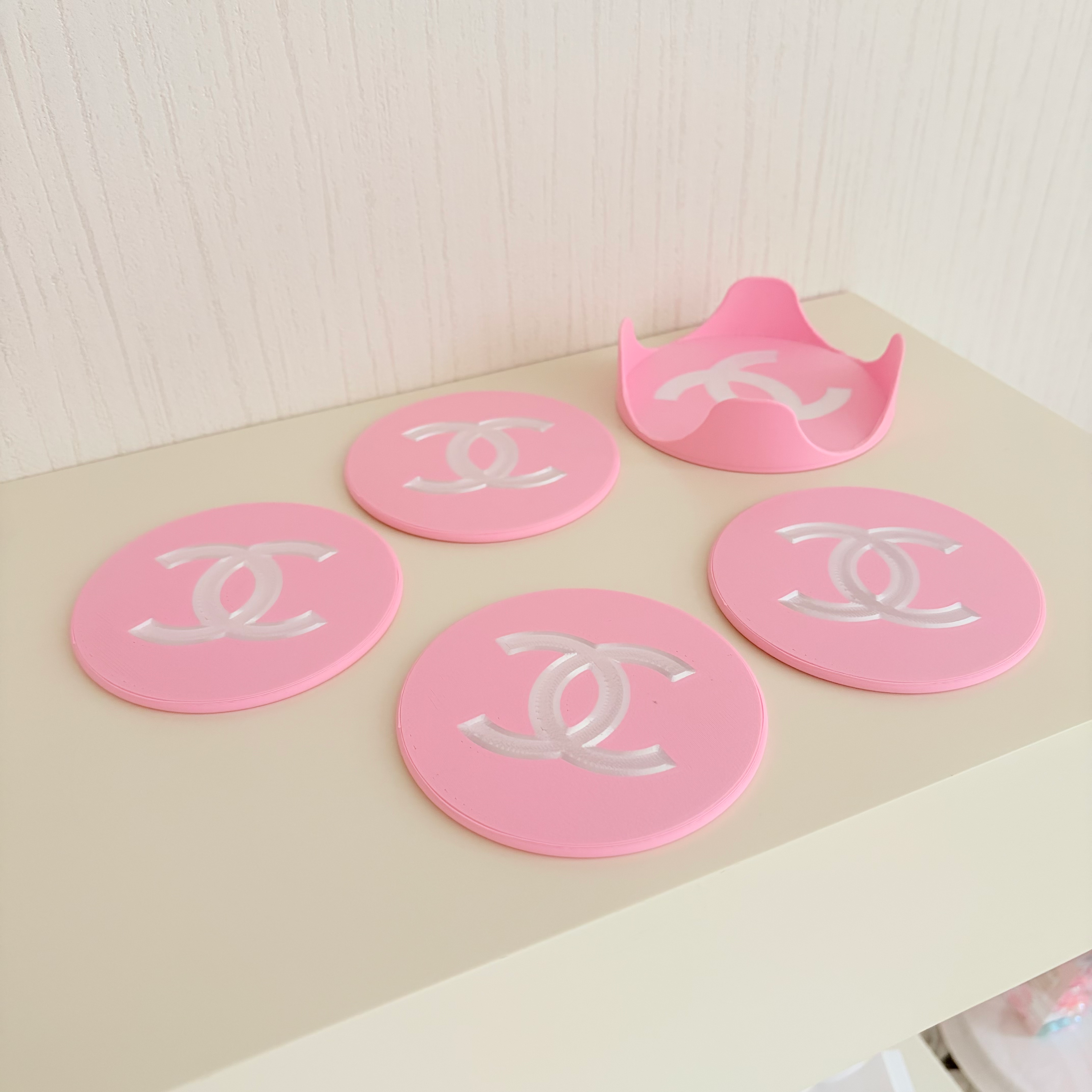 Pink & White Coaster