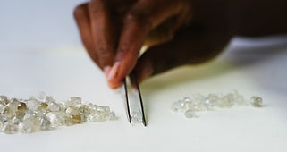 Small collection of rough diamonds being sorted with tweezers.jpg
