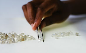Small collection of rough diamonds being sorted with tweezers.jpg