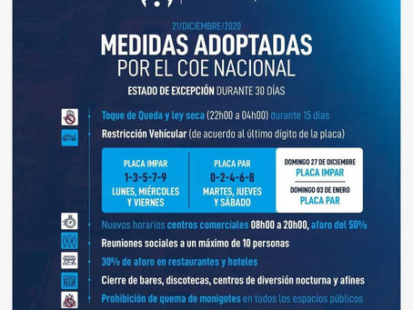 CONOZCA LAS NUEVAS MEDIDAS ADOPTADAS POR EL COE NACIONAL