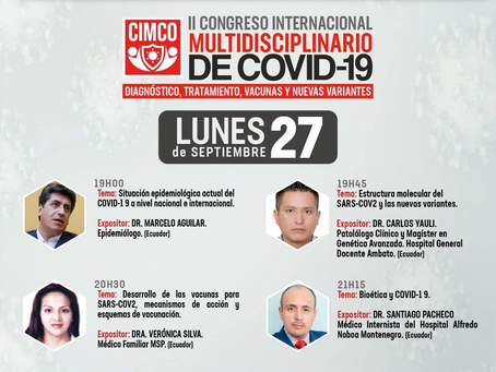 HOY INICIA EL SEGUNDO CONGRESO INTERNACIONAL MULTIDISCIPLINARIO DE COVID19