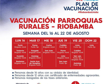 CONTINÚA EL PLAN DE VACUNACIÓN EN LA CIUDAD DE RIOBAMBA