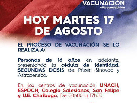 EL PROCESO DE VACUNACIÓN SE LO REALIZA A PERSONAS DE 16 AÑOS EN ADELANTE
