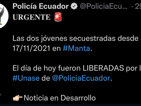POLICÍA CONFIRMA LIBERACIÓN DE JÓVENES SECUESTRADAS EN MANTA