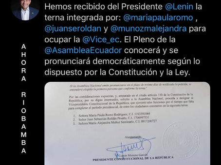 ASAMBLEA RECIBE TERNA PARA VICEPRESIDENTE
