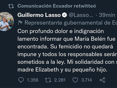GUILLERMO LASSO CONFIRMÓ EL HALLAZGO DEL CADÁVER DE MARÍA BELÉN EN EL CERRO CASITAGUA