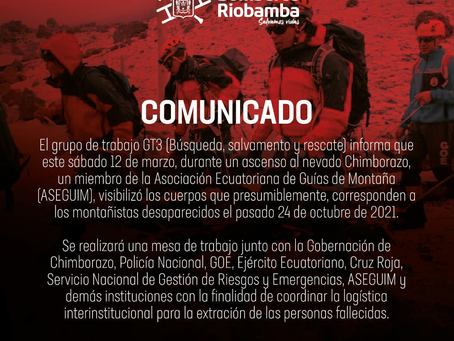 COMUNICADO OFICIAL EMITIDO POR EL CUERPO DE BOMBEROS RIOBAMBA