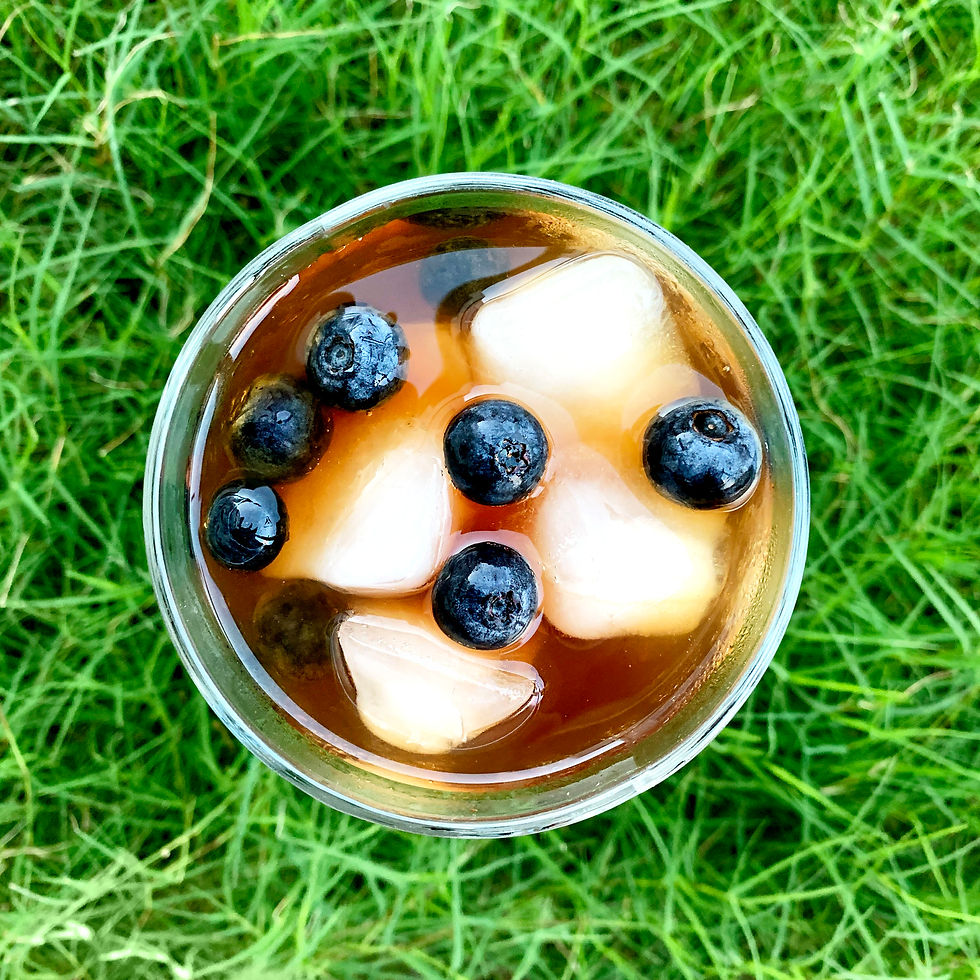 blueberry pom in grass