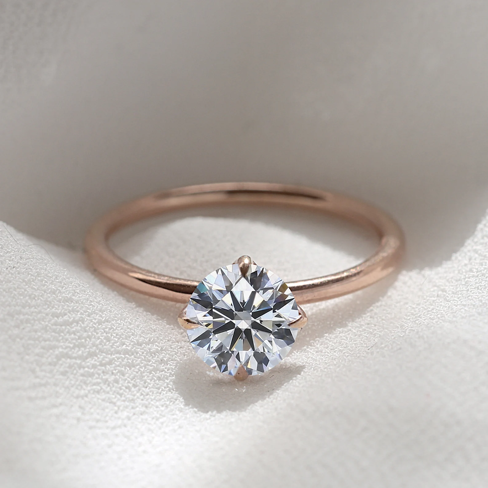 Thumbnail: Round NSEW leaf prong Solitaire Engagement Ring