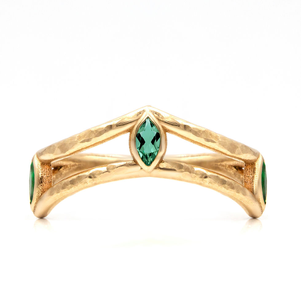 Thumbnail: 3 Stone Marquise Emerald Band